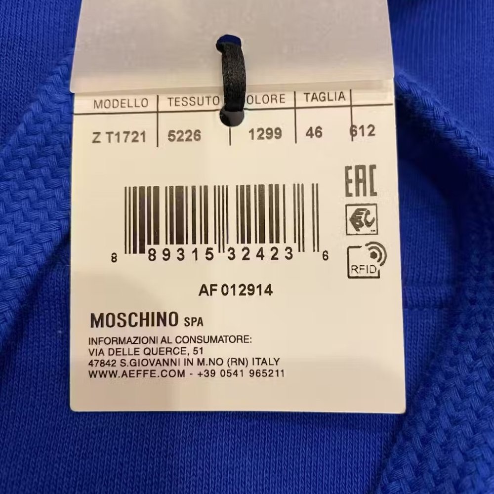 Moschino Blue Graphic Cotton Hooded Sweatshirt - Picture 5 of 9